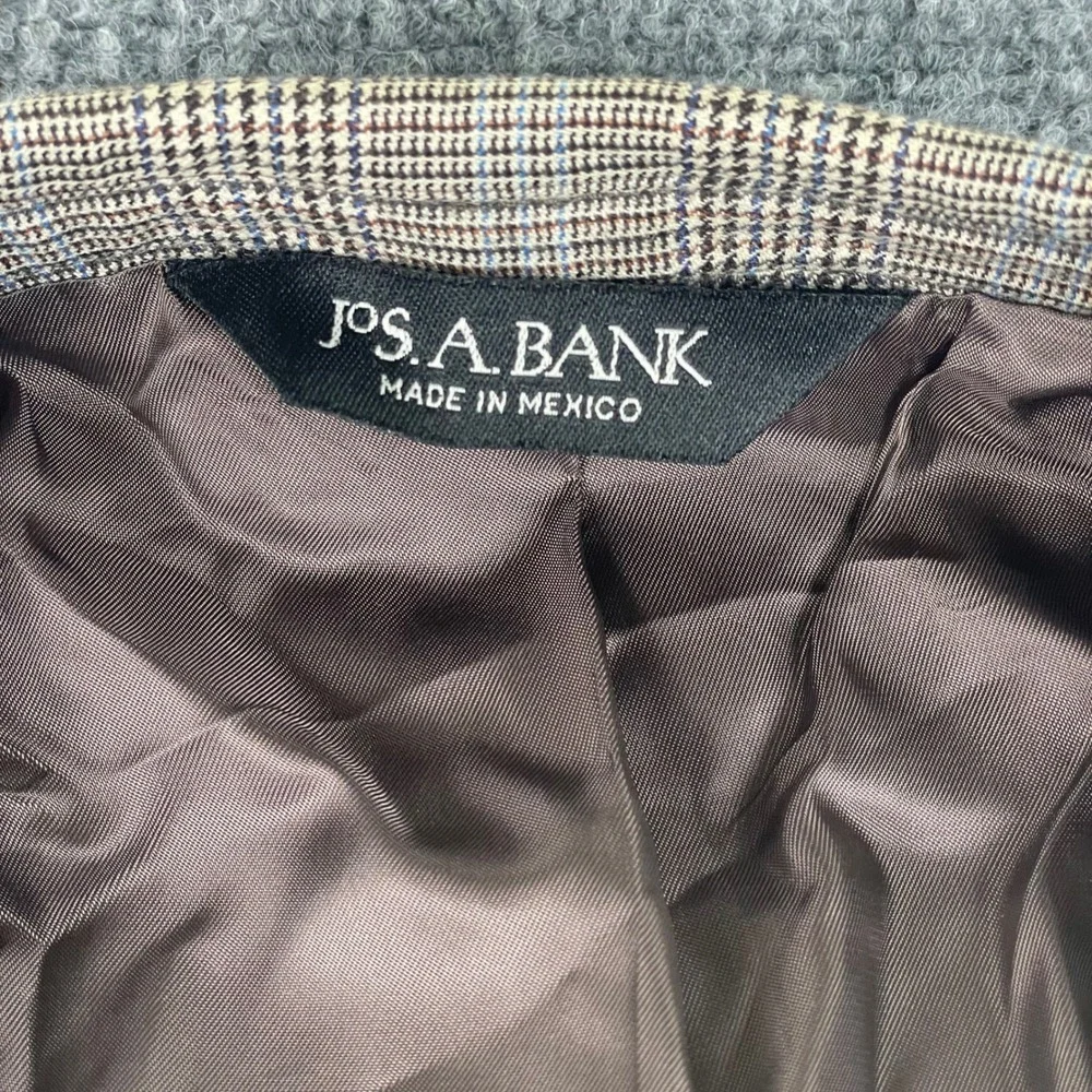 Jos. A.‎ Bank Blazer 48RG Brown Plaid Signature Collection 100% Wool Flaw Men's